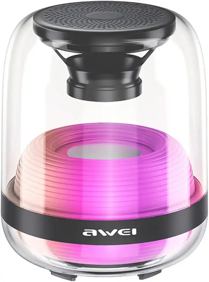 سماعه سبيكر Awei لاسلكيه، الوان RGB، بلوتوث V 5.1، مقاومة للماء، أسود، Y386