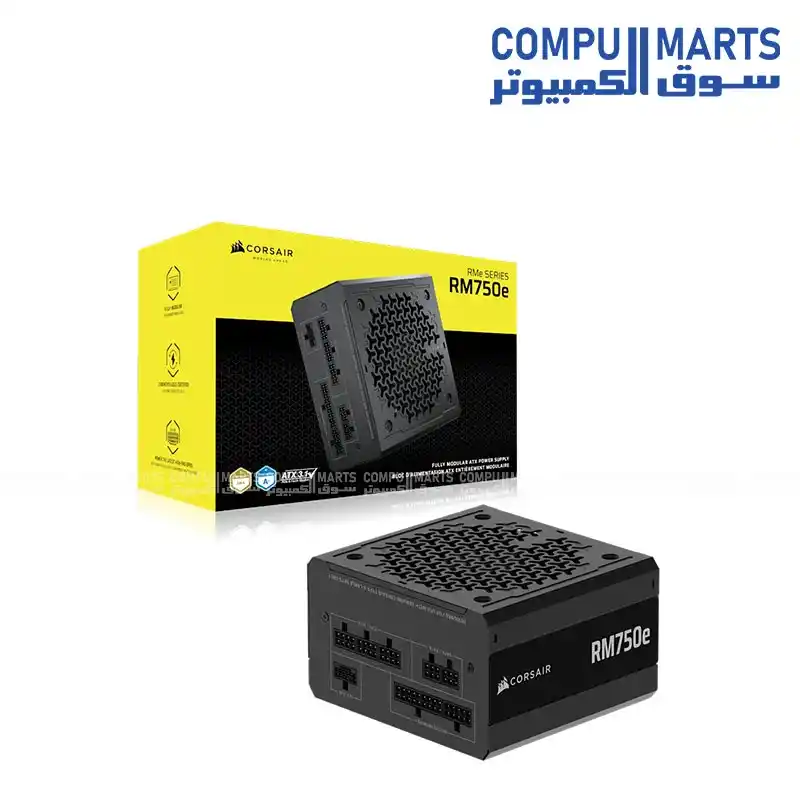 Corsair RMe RM750e 750W Fully Modular ATX 3.1 Power Supply PCIe 5.1 12V-2x6 Gold Low Noise PSU - 75-006460