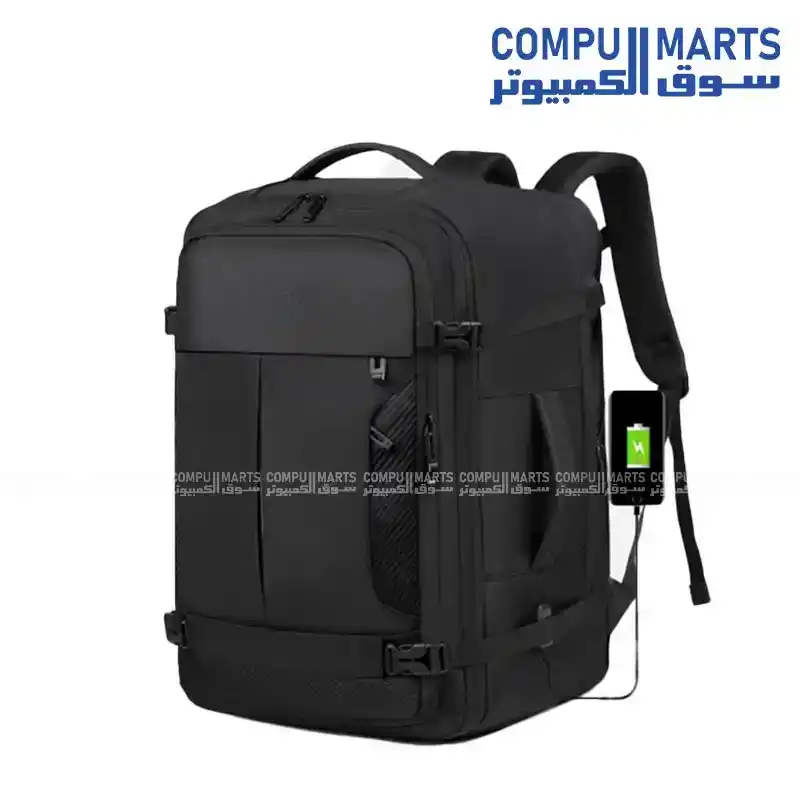 Rahala 2406 Waterproof Laptop Backpack 15.6 Inches, 47.6L, Black