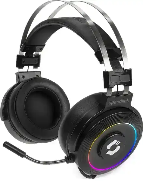 سماعة جيمينج سبيد لينك SL-860005-BK ، سماعة راس سلكية بميكرفون، اضاءة RGB، اسود