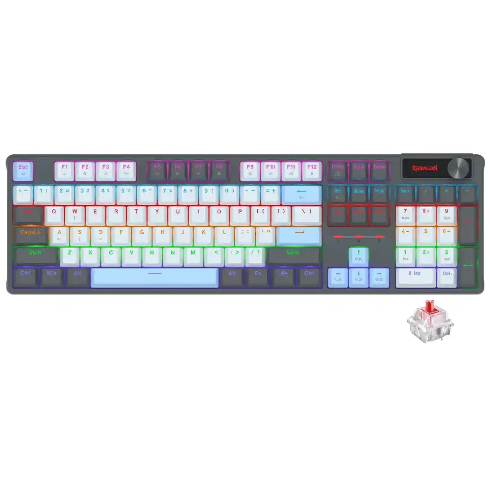 كيبورد ريدراجون سلكي رينبو جيمنج سويتش أحمر إنجليزي وعربي Caesura K718GB-R
