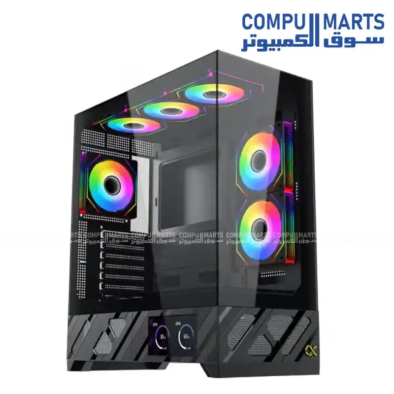 Xigmatek Alphard Pro Mid Tower Case with 6" LCD Display, 6 ARGB PWM Fans, E-ATX Support, Tempered Glass – Black (XG-ALPHARDPRO-LCD)
