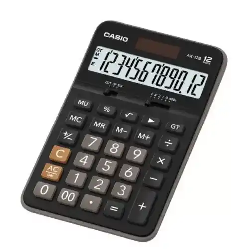 كاسيو آلة حاسبة مكتبية 12 رقمًا لون اسود AX-12B-W-DC