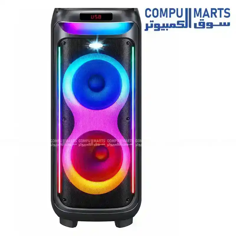 Vovo V-1175 Party RGB Portable Speaker 80W 2x 10-Inch 1.0 Channel With Mic
