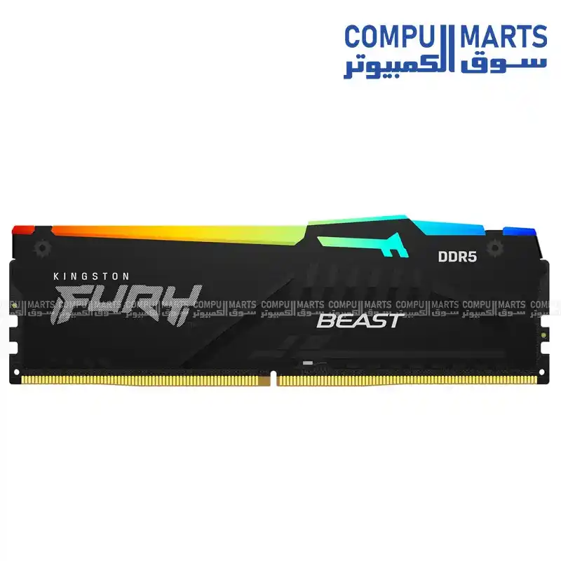 Kingston FURY Beast RGB 64GB (2x32GB) DDR5 6000MHz CL36 Gaming Memory Kit KF560C36BBE2AK2-64 with On-Die ECC RGB Heatsink