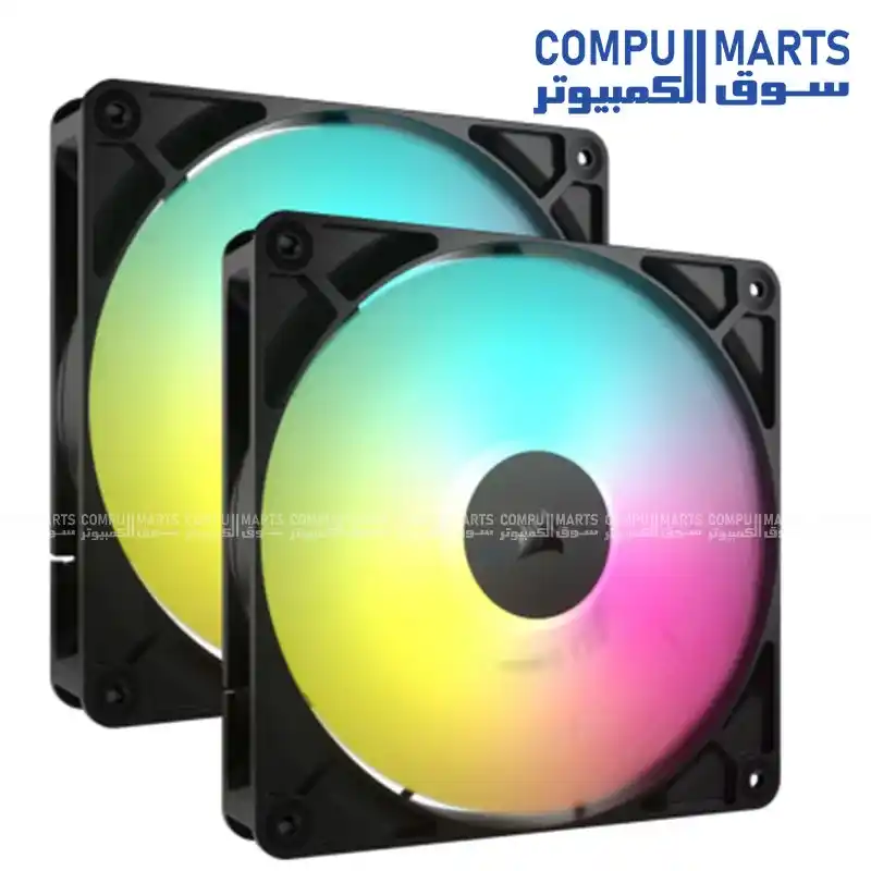 CORSAIR RS140 ARGB 140mm PWM Dual Pack Case Fans, RGB, 1700RPM, Magnetic Dome Bearing, High Static Pressure