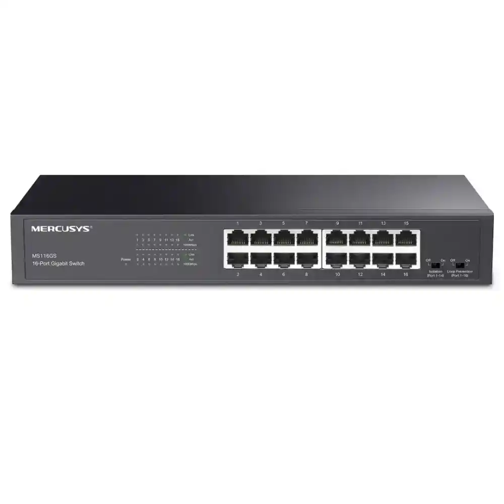 سويتش ميركوسيس 16 منفذ 10/100/1000 ميجابت في الثانية MS116GS Unmanaged Rackmount