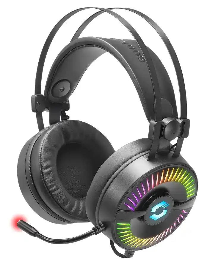 سماعة جيمينج محيطية سبيد لينك SL-860006-BK ، سماعة راس سلكية باضاءة RGB، أسود