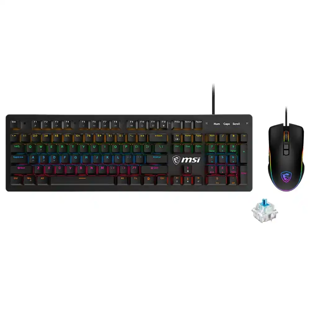 كيبورد + ماوس ام اس اى سلكي RGB جيمنج سويتش ازرق كومبو إنجليزي Forge GK300