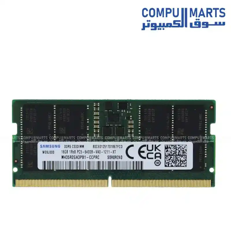 Samsung 16GB DDR5 6400MHz PC5-51200 CSODIMM 262-Pin Non-ECC Unbuffered Laptop RAM M435R2GA3PB1-CCP