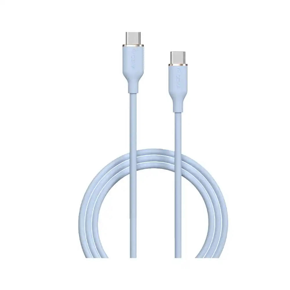 ديفيا Jelly سيليكون كابل من USB-C الي USB-C بقوة 60 وات - طوله 1.2 متر - أزرق