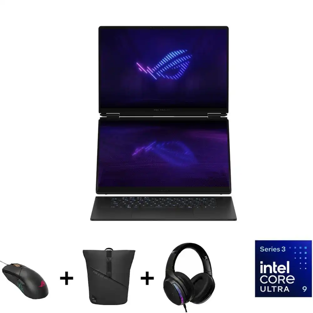 اسوس ROG Zephyrus Duo 16 GX651AX-SR264W لاب توب - انتل® كور™ 9-386H - رامات 64 جيجا بايت - هارد ديسك 2 تيرا بايت SSD - جرافيك NVIDIA® GeForce RTX 5090 24GB - شاشه 16" 3K OLED تاتش 120 هرتز - ويندوز 11 - رمادي