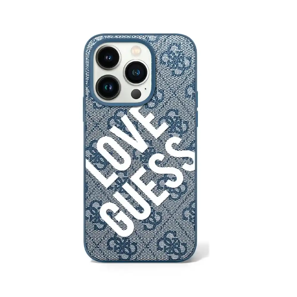 جيس جراب ظهر لهاتف أيفون 16برو ماكس 4 G Hard مع شعار Big Love - أزرق