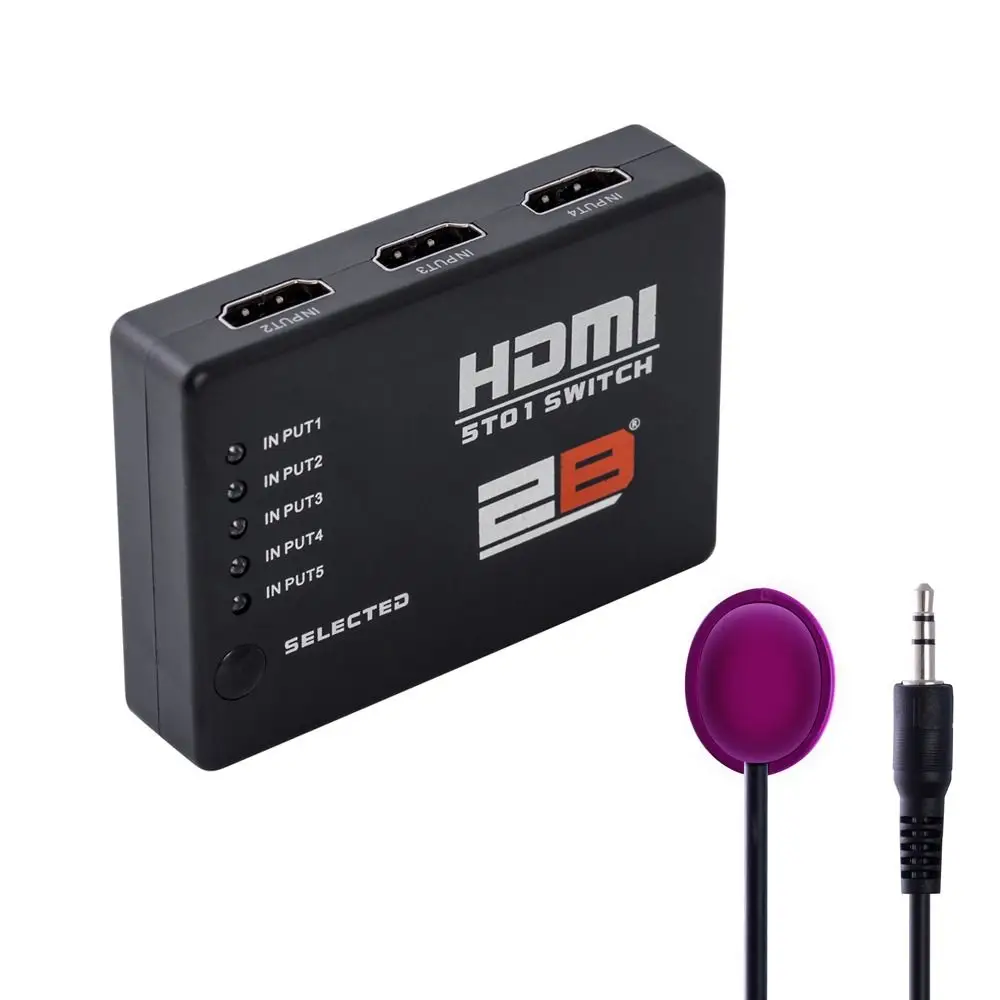 توبى سويتش HDMI من 5 منافذ الي منفذ مع ريموت - أسود