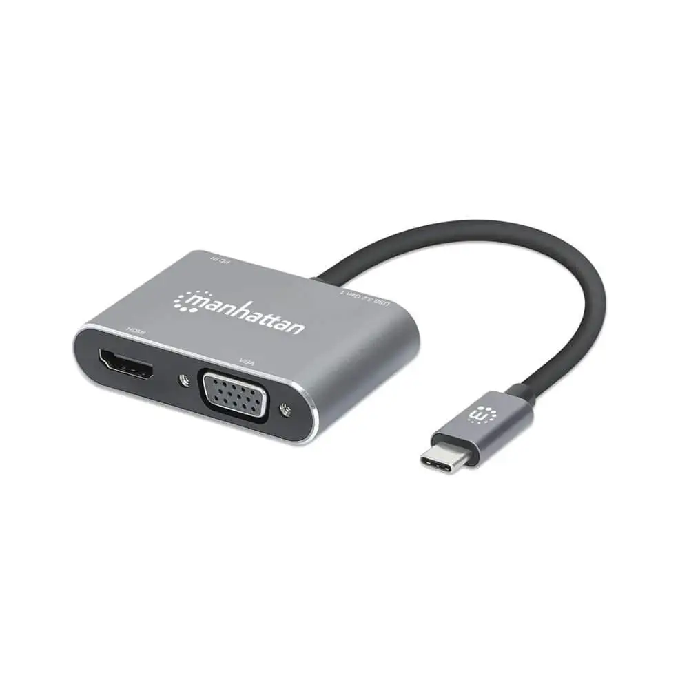مانهتن محول من USB-C إلي HDMI/VGA محول 4 في 1 - رمادي