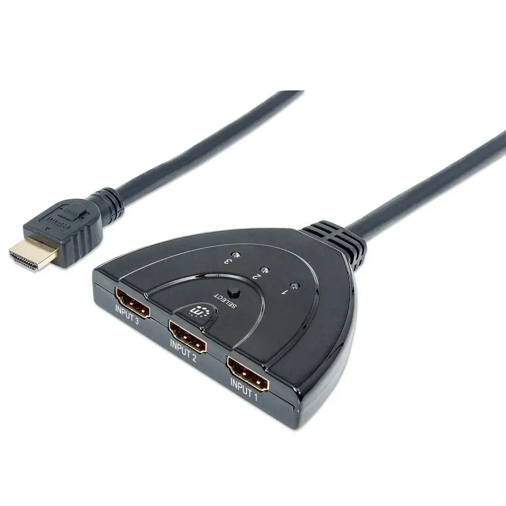 مانهاتن كابل من HDMI الى 3-منافذ HDMI Switch 1080P Integrated - أسود