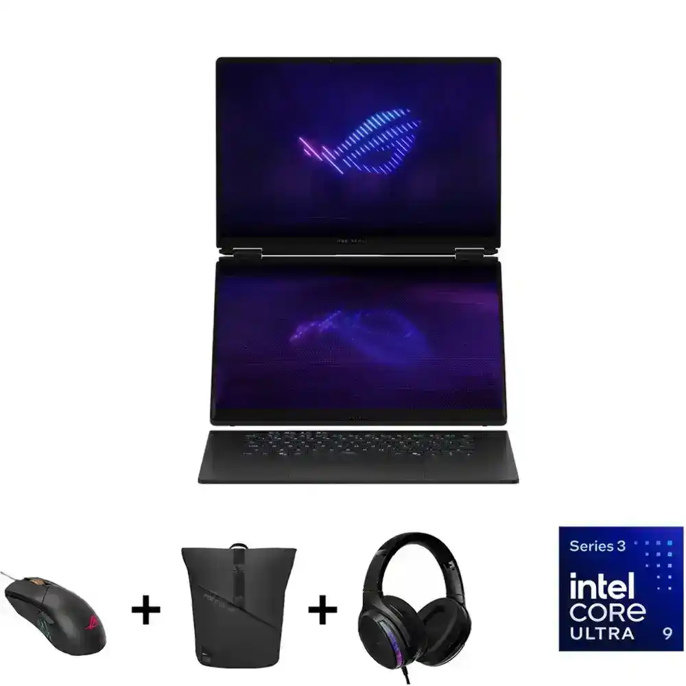 اسوس ROG Zephyrus Duo 16 GX651AX-SR264W لاب توب - انتل® كور™ 9-386H - رامات 64 جيجا بايت - هارد ديسك 2 تيرا بايت SSD - جرافيك NVIDIA® GeForce RTX 5090 24GB - شاشه 16" 3K OLED تاتش 120 هرتز - ويندوز 11 - رمادي
