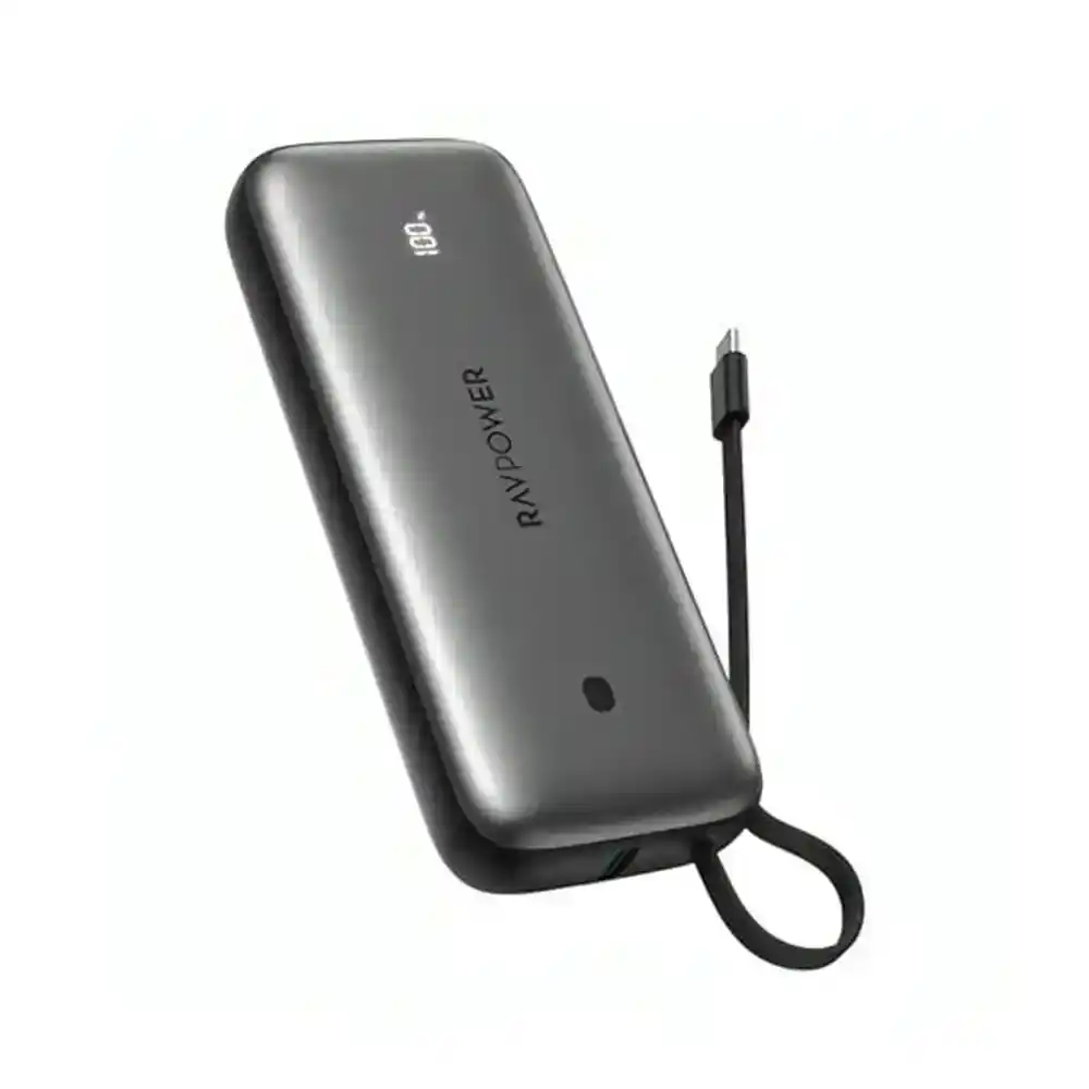 باور بنك 20000 مللى أمبير 30 وات 3 منافذ بيلد أن USB-C PD موديل RP-PB1224 - رمادي فضي