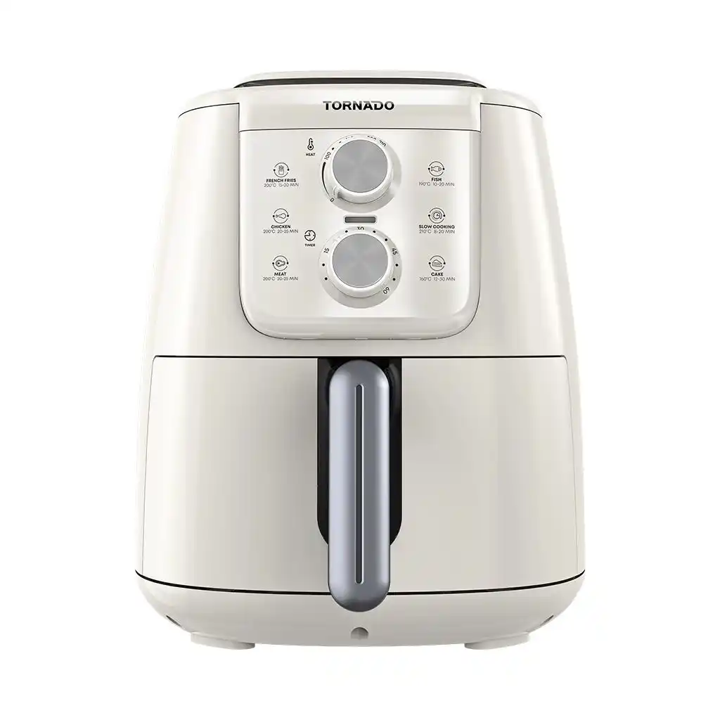 قلاية هوائية بدون زيت تورنيدو 1550 وات 4 لتر تحكم يدوي كريمي × سيلفر THF-1554M-XL-CS