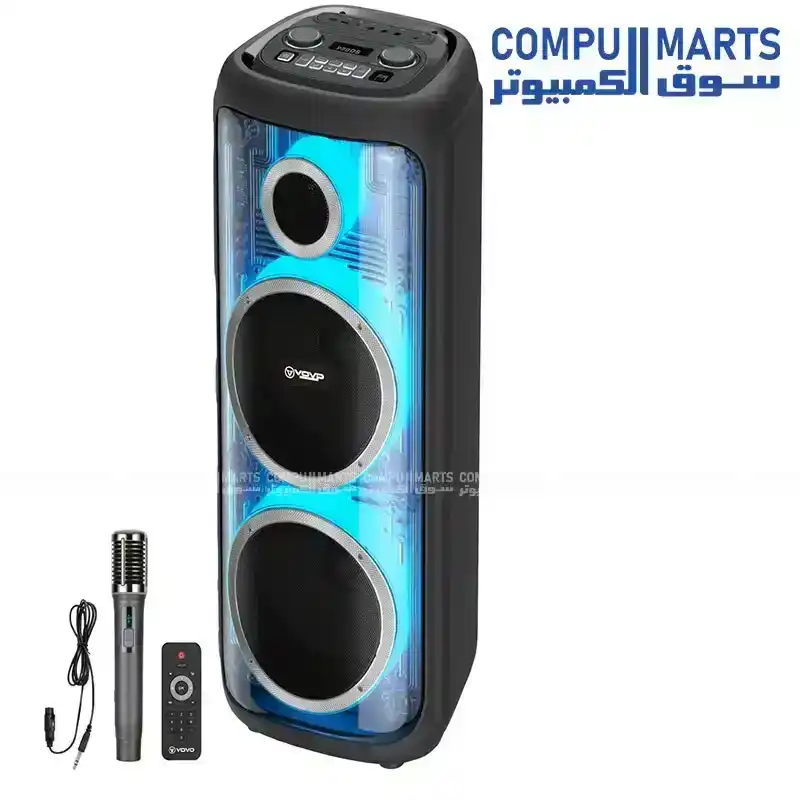VOVO V-1160 Double 10-Inch Party Speaker 100W Dual Woofer With Tweeter MP3 TF Remote