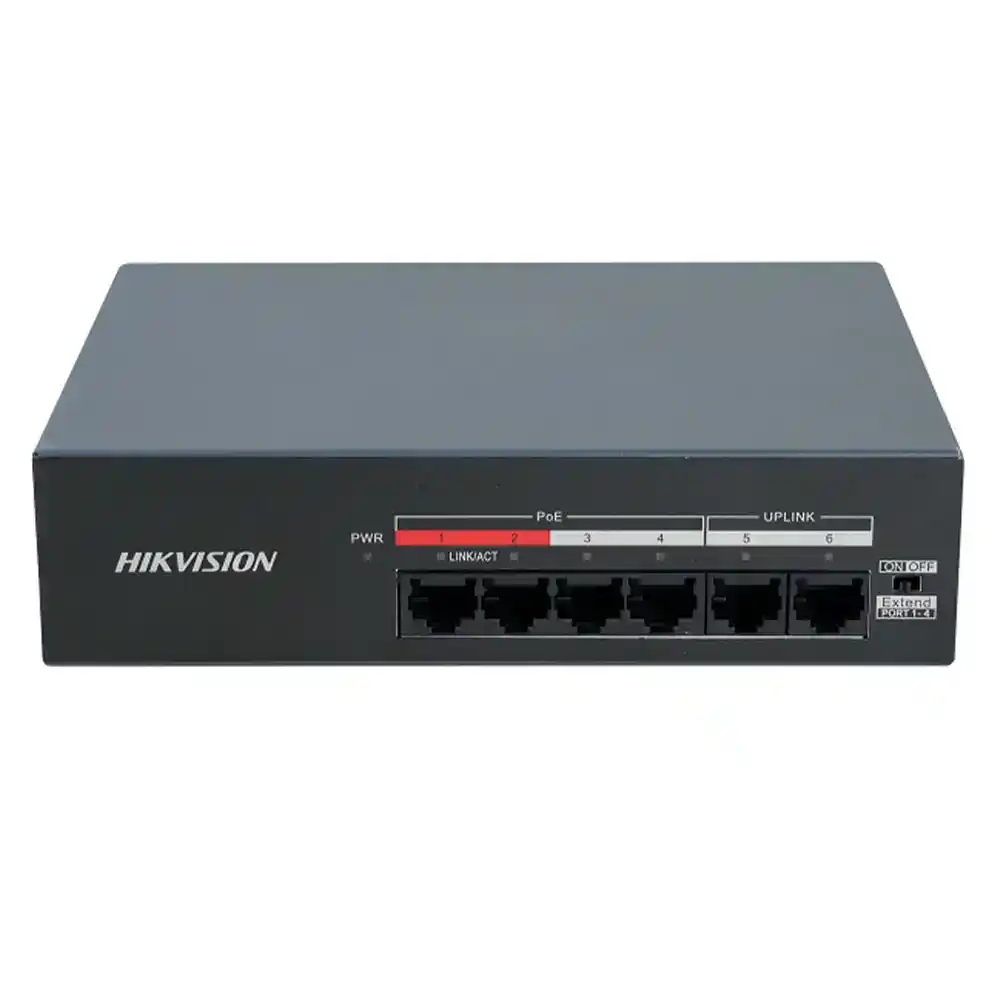 سويتش هيكفيجن 4 منافذ 100/10 ميجابت/ثانية PoE + منفذين (RJ45) 100/10 ميجابايت/ثانية DS-XS06-P Unmanaged Desktop