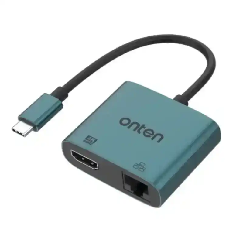 اونتن محول ٢ في ١ USB-C إلى HDMI 4K مع Ethernet (RJ45) 10/100Mbps، OTN-UC288