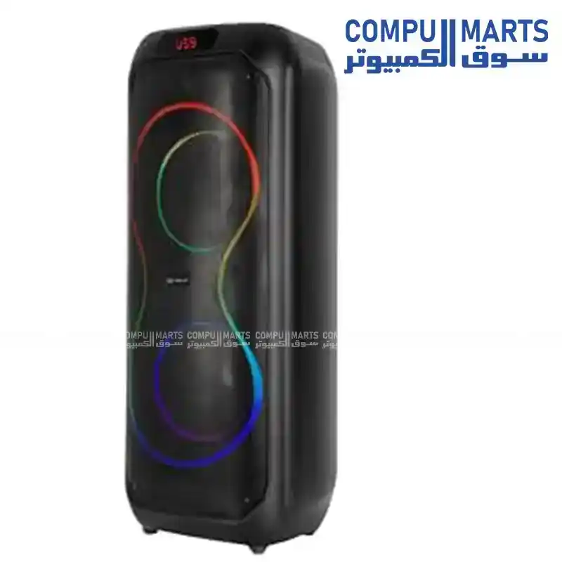 VOVO V-2810 Dual 8-Inch Bluetooth Speaker Portable 20W Speaker With LED Lights & Mic