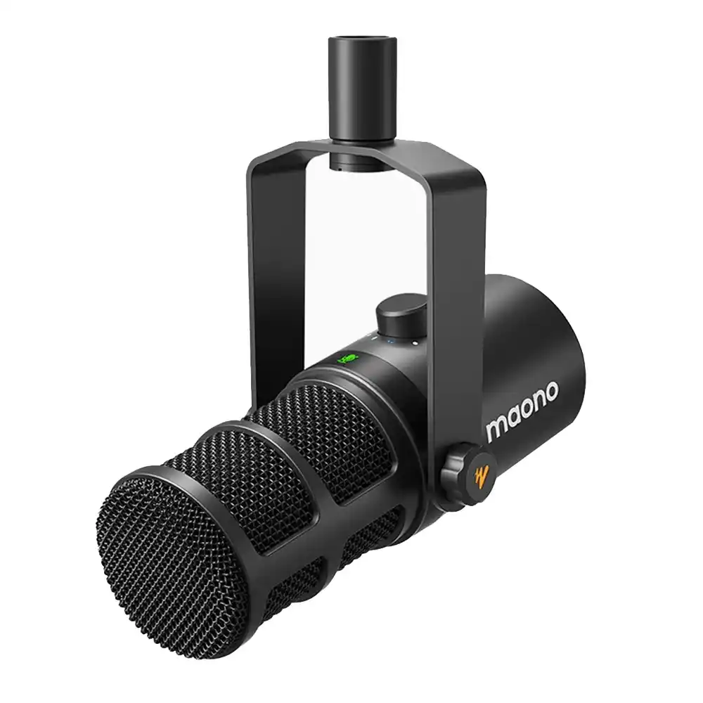 مجموعة ميكروفون ماونو سلكي بودكاست ديناميكي PD400X - اسود