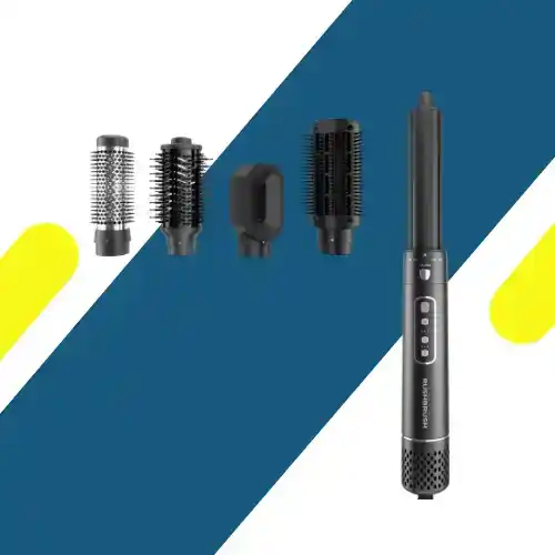 مجموعة تصفيف الشعر راش براش اير رابر أسود – AirWrapper Black – قوة 1600 وات وتقنية جذب الشعر بالهواء