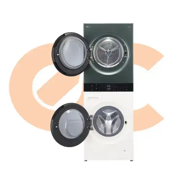 Best-Selling ووش تاور ال جي غسالة 13ك 1400لفة بيج + مجفف 10ك اخضر FWT1310BGP | Available Now at EHAB Center Home Appliances