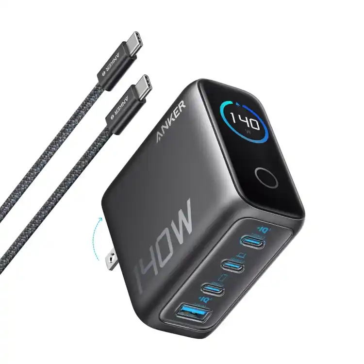 Anker Zolo Wall Charger 140W -1x USB-A - 3x USB-C with USB-C Cable