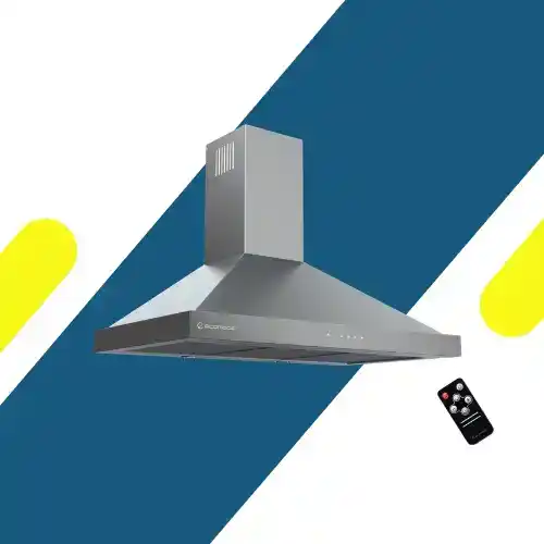 شفاط إيكوماتيك (Ecomatic) 90 سم هرمي إستانلس – H9310OPXGRT – لوحة كريستال رمادي تاتش بريموت كنترول وقوة شفط 1000 م³/ساعة