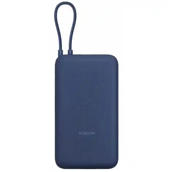 باور بانك شاومي شحن سلكي USB-C + USB-A مع كابل مدمج USB-C، سعة 20000 مللي امبير، 3 منافذ، 33 وات، ازرق - PB2030MI