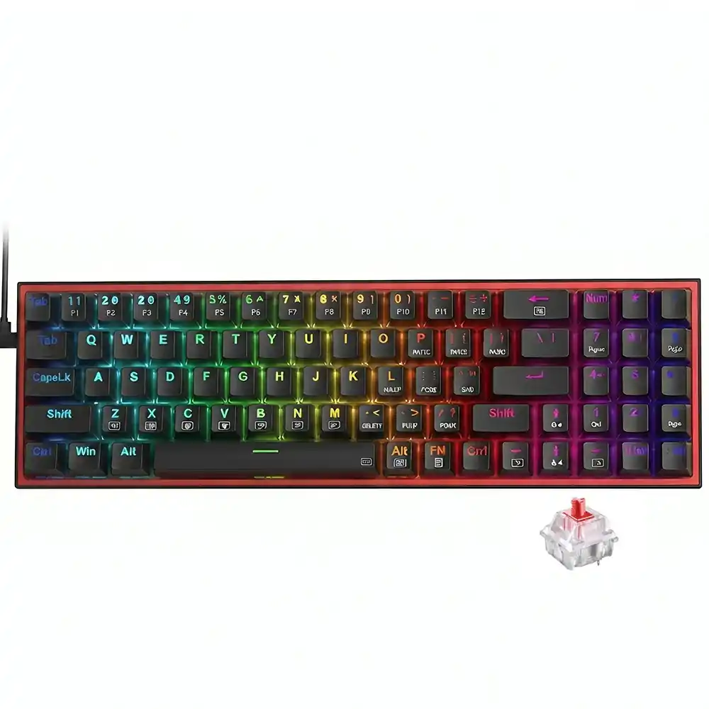 كيبورد ريدراجون سلكي RGB جيمنج سويتش احمر إنجليزي وعربي POLLUX K628