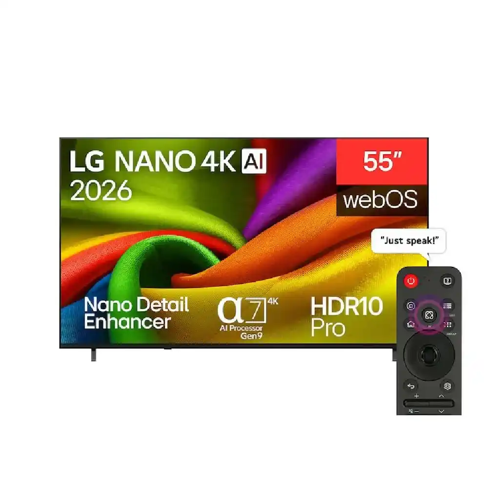 تلفزيون إل جي 55 بوصة نانو 4K UHD ذكي بالذكاء الاصطناعي NU84B موديل 2026، طراز 55NU840B6LA.