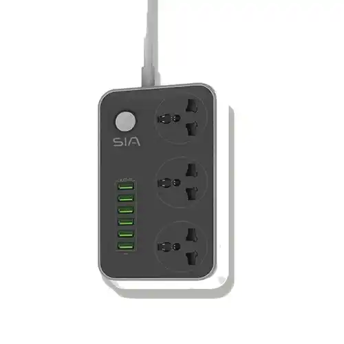 سيا مشترك كهرباء - مع 6 منافذ USB-A - مع 3 مقبس طاقة | SI-PS001G - ضمان محلي
