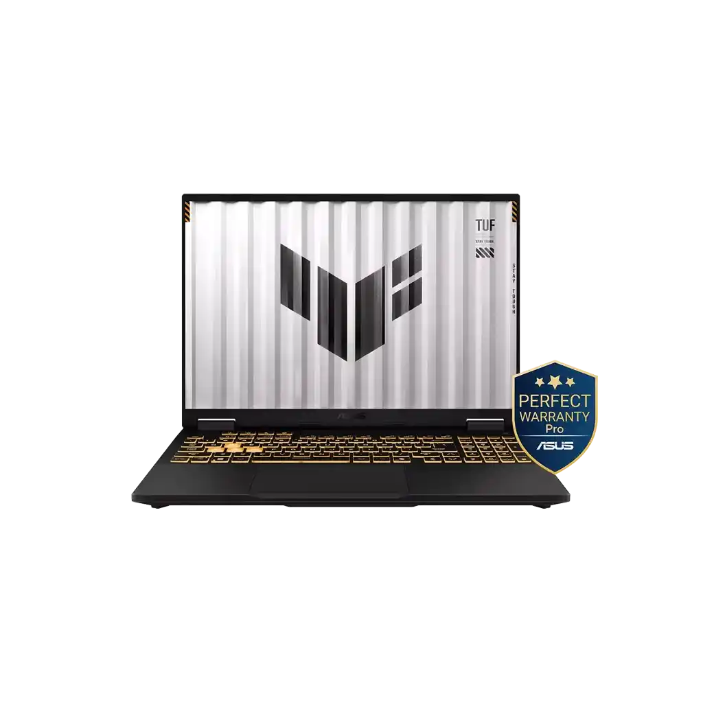 <tc>ASUS TUF Gaming F16 FX608JMI-TU657W، معالج Intel Core i7-14650HX، ذاكرة عشوائية 16 جيجابايت، وحدة تخزين SSD سعة 512 جيجابايت، بطاقة رسوميات RTX 5060 (سعة 8 جيجابايت)، شاشة 16 بوصة بدقة WUXGA ومعدل تحديث 144 هرتز، نظام التشغيل Windows 11.</tc>