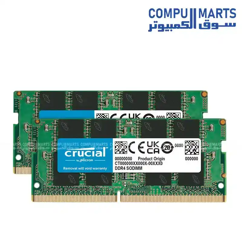 Crucial 32GB Kit (2x16GB) DDR4 3200MHz Laptop RAM SODIMM CL22 Memory CT2K16G4SFRA32A