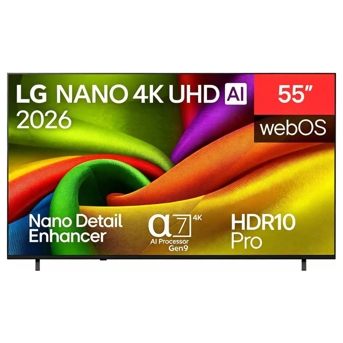 ‫شاشة ال جي، 55 بوصة، نانو 4K، ذكاء اصطناعي، موديل 2026، سمارت، ريسيفر داخلي - 55NU8E0B6LA‬