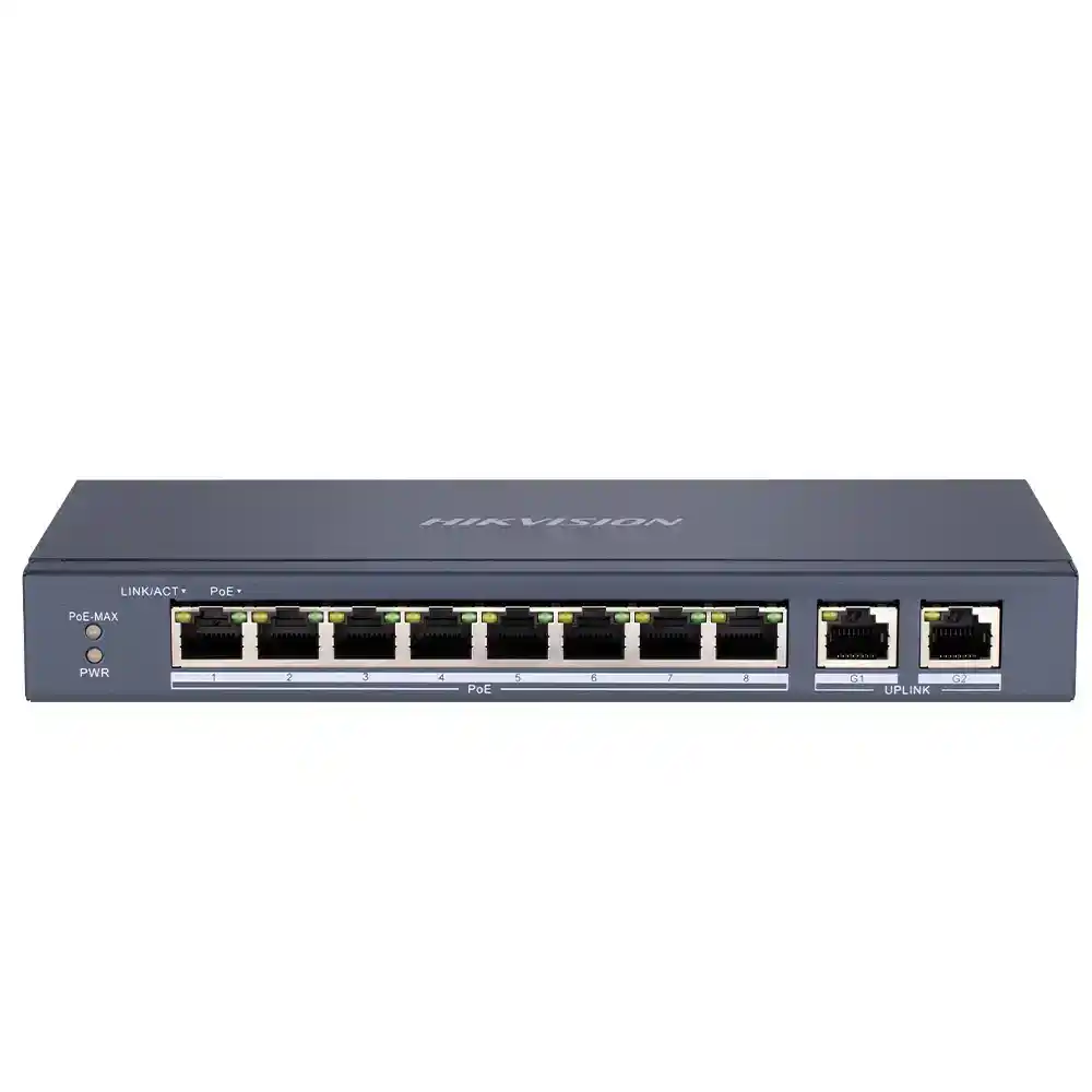 سويتش هيكفيجن 8 منافذ 10/100 ميجابت في الثانية PoE + منفذين (RJ45) 10/100/1000 ميجابايت في الثانية Uplink DS-3E0310P-E/M Unmanaged Desktop