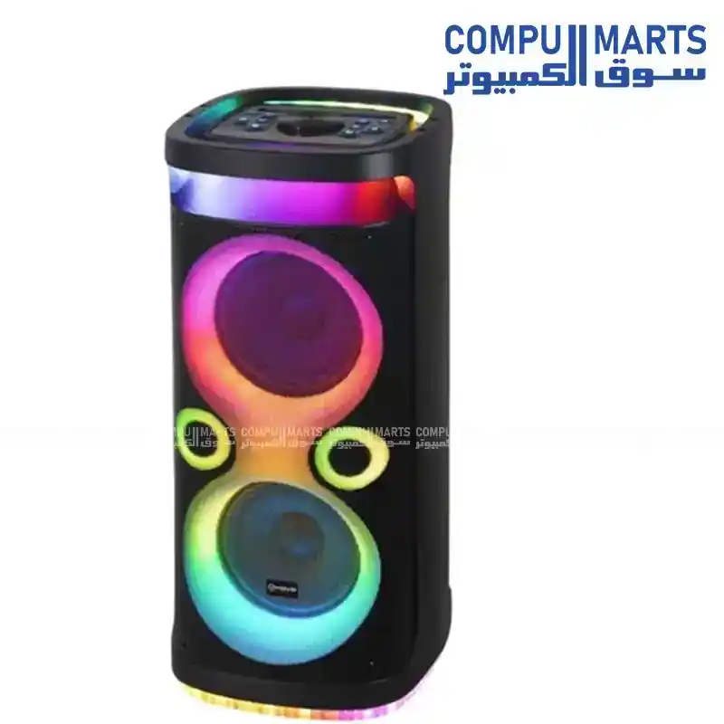 VOVO V-2870 Portable Speaker 40W Bluetooth 5.0 Dual 8-Inch Woofers RGB Wireless Microphone