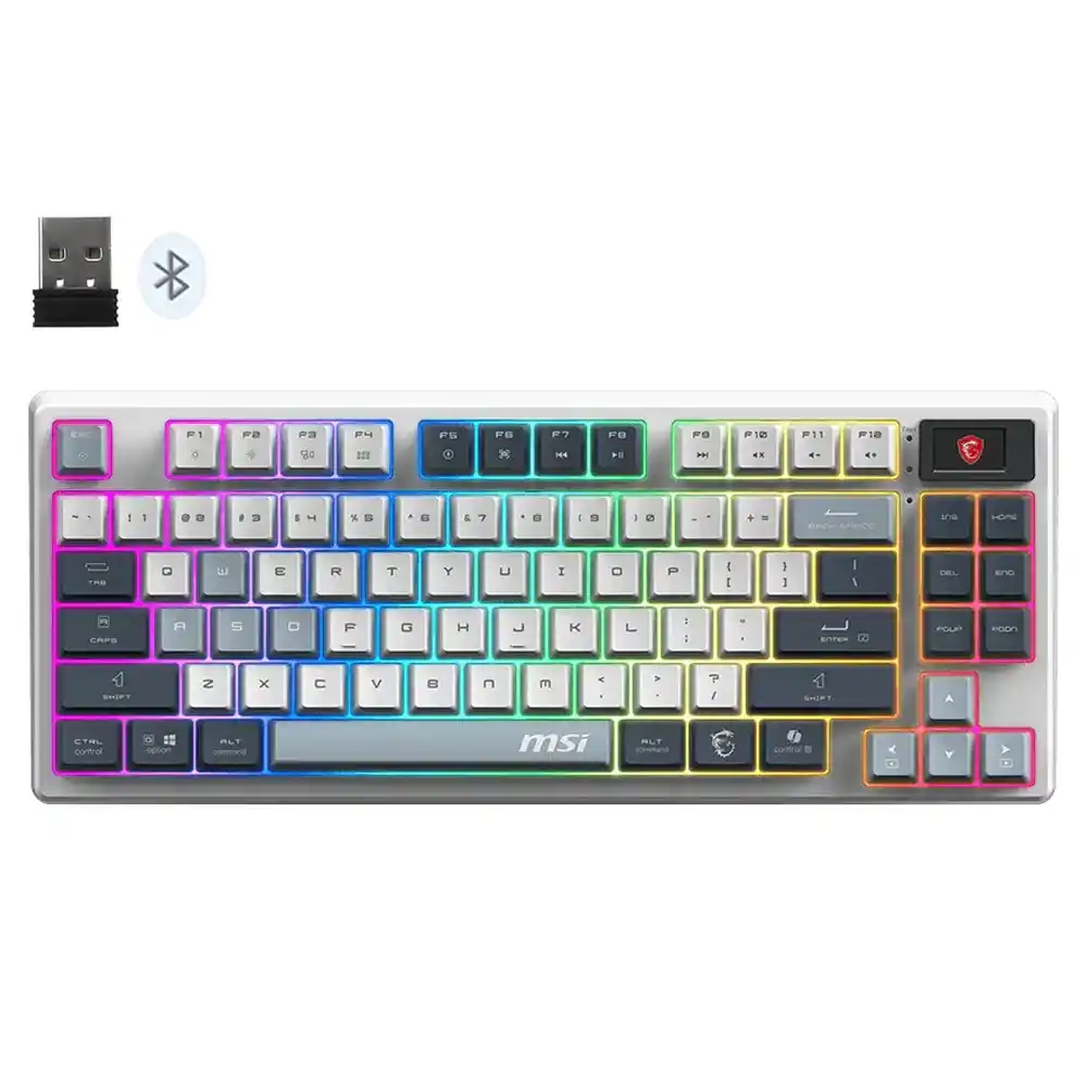 كيبورد ام اس اي سلكي و لاسلكي بلوتوث ثلاثي الوضع قابل للشحن RGB جيمنج إنجليزي Forge GK600 TKL