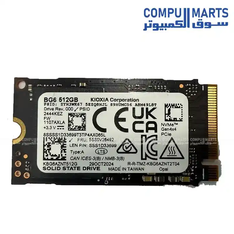 KIOXIA BG6 KBG6AZNT512G 512GB M.2 2242 NVMe PCIe 4.0 x4 TLC SED SSD