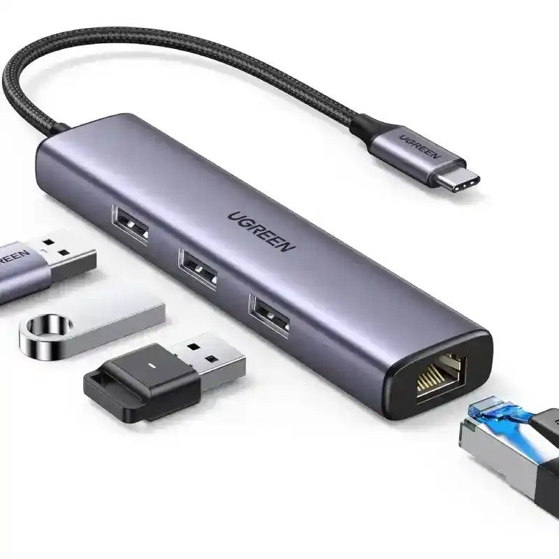 يوجرين 60600 USB-C إلى 3×USB3.0 + 1G RJ45