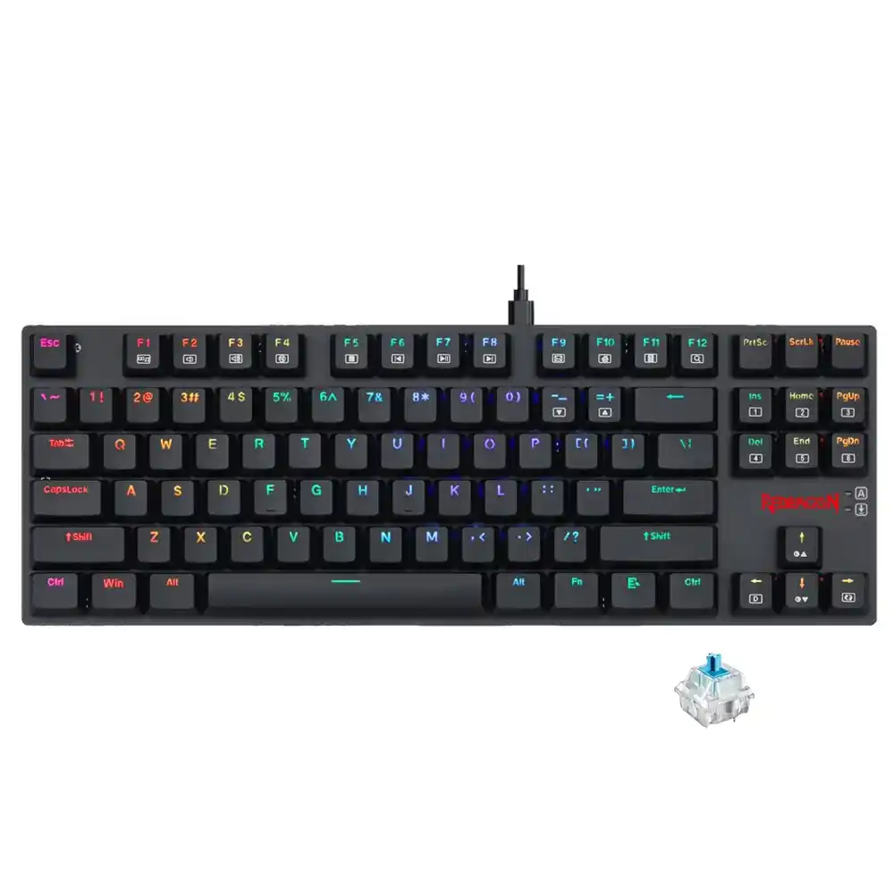 كيبورد ريدراجون سلكي RGB جيمنج سويتش ازرق إنجليزي وعربي K607 APS TKL