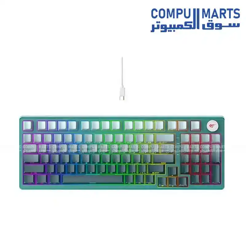 Havit KB899L 97 Keys Compact Mechanical Gaming Keyboard Mechanical Red Switches Rainbow LED Backlit Wired USB Black