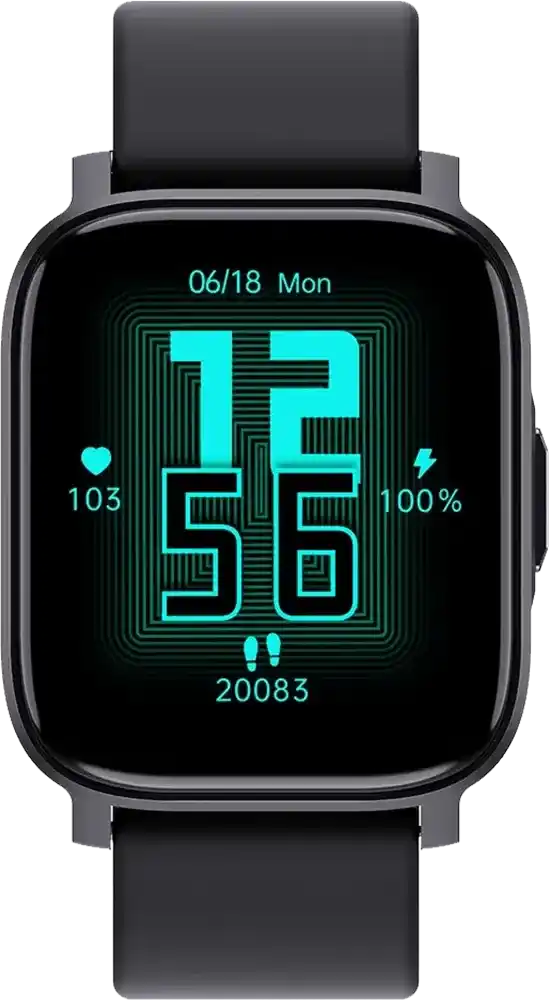 ساعة أوكي الذكية 1S موديل SW-1S شاشة TFT LCD مقاس 1.69 بوصة مقاومة للماء بمعيار IP68 بلوتوث الإصدار 5.3 لون أسود