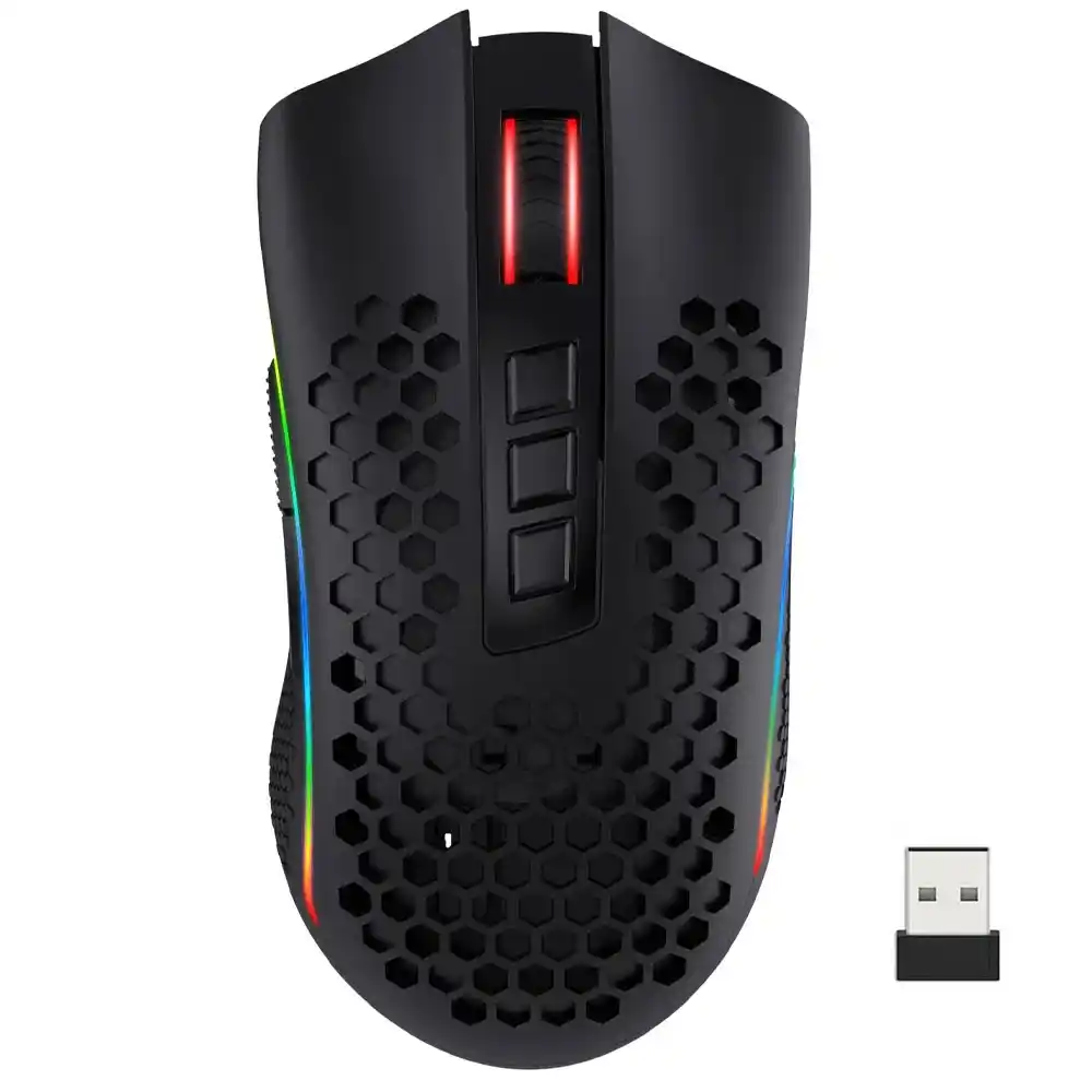 ماوس ريدراجون لاسلكي و سلكي قابل للشحن ثنائي الوضع RGB جيمنج 16000 نقطة فى البوصة Storm Pro M808-KS