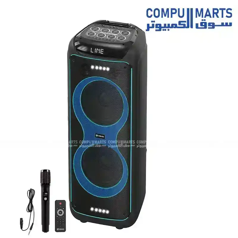 VOVO V-1285 Double 12-Inch Party Speaker 60W Dual Woofer With Tweeter Rechargeable Battery