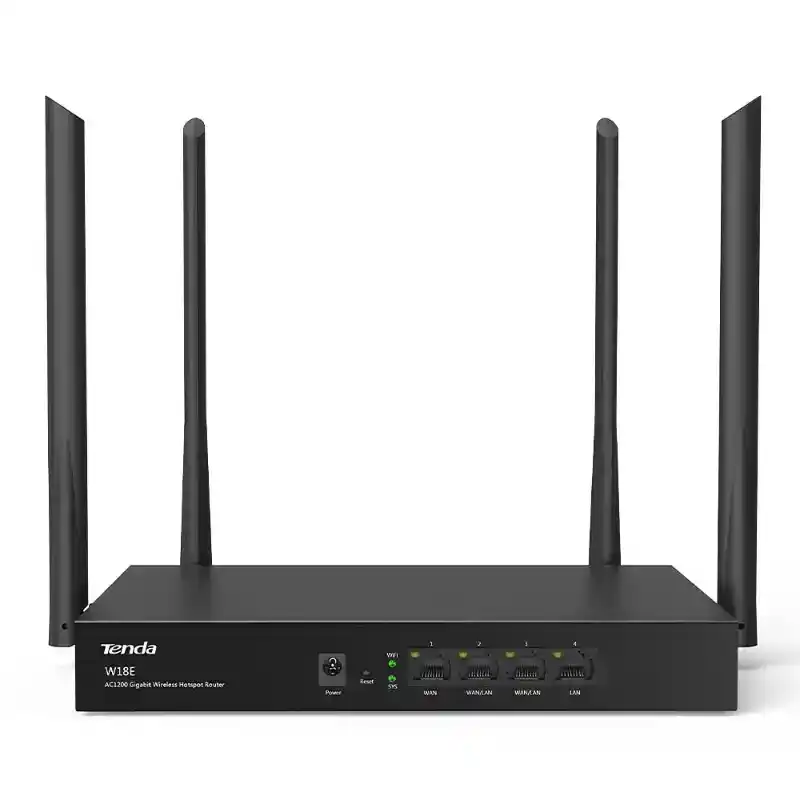 تندا راوتر واي فاي احترافي W18e ثنائي النطاق AC1200 جيجابت، 4 هوائيات، سرعة 1200 ميجابت